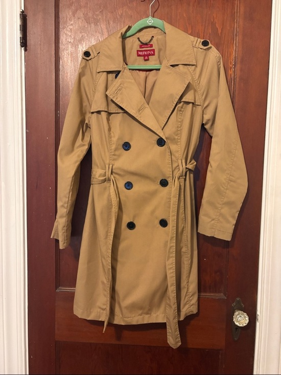 Merona Jackets & Blazers - Merona Women's Khaki Double-Breasted Trench Coat with Waist Tie